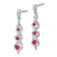 thumbnail image 4 of Auriga 14k White Gold Diamond and Ruby Dangle Earrings for Women (L- 1.15 inch, W- 0.24 inch), 4 of 5