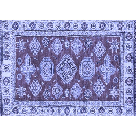 Ahgly Company Machine Washable Indoor Rectangle Abstract Blue Modern Area Rugs, 5' x 7'