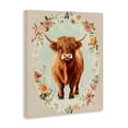 thumbnail image 3 of Stupell Industries Peach Flower Border Cow Canvas Wall Art design by Petal Prints Design, 20 x 16, 3 of 7