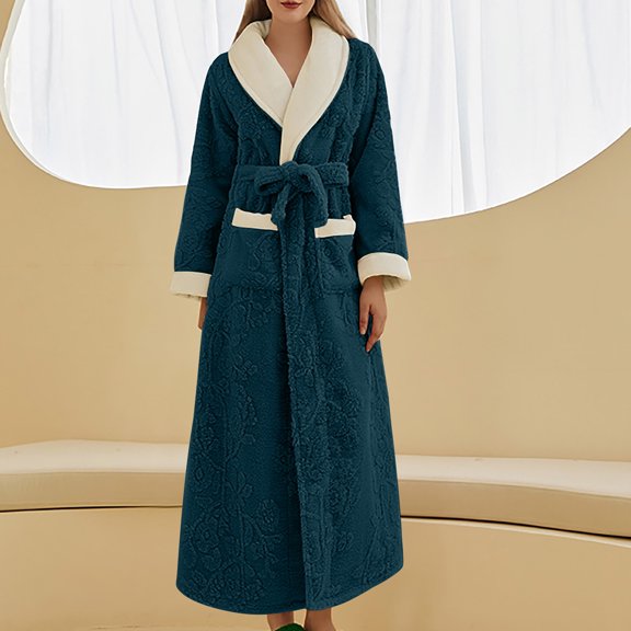 VONCOS Robes for Women- Bathrobes Sleepwear Long Sleeve Pajamas Gift for Women Green Size XL