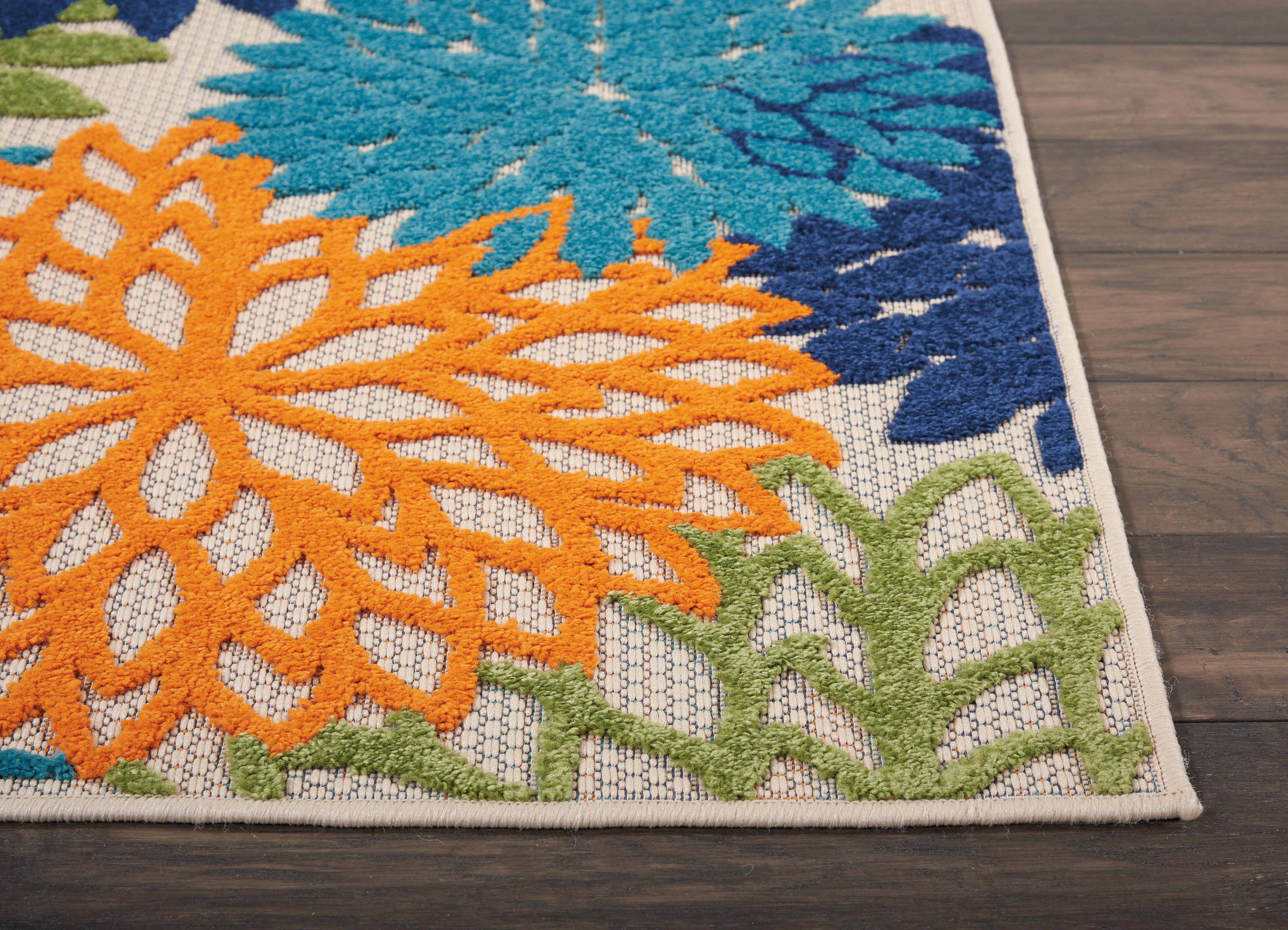 Nourison Tropical Oasis Indoor/Outdoor Modern Floral Multicolor 2' x 6' Area Rug, (6' Runner)