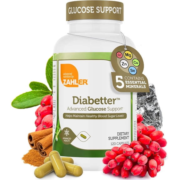 Zahler Diabetter – Advanced Glucose Support Supplement with Berberine HCl, Cinnamon, Chromium – Blood Sugar Support Supplement – Kosher Non-GMO Gluten Free Sugar Control Supplements (120 Capsules)