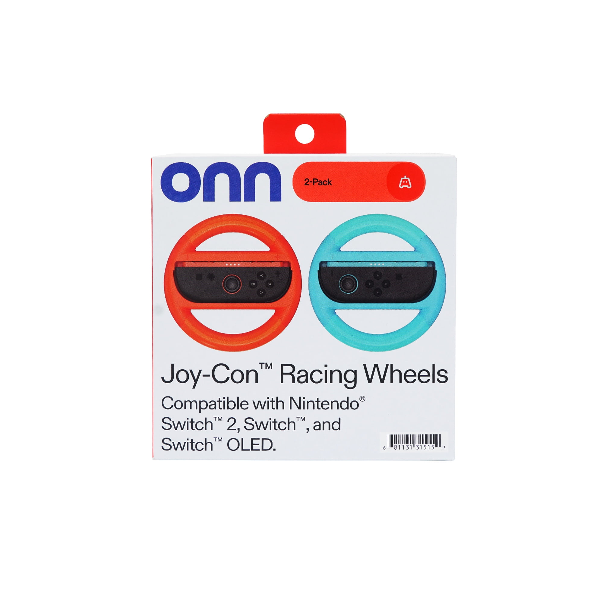 onn Joy-Con Racing Wheels Compatible with Nintendo Switch 2 and Nintendo Switch 2 Pack