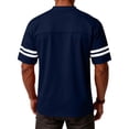 thumbnail image 4 of Zimjoy Men's 250th 4th of July Baseball T-Shirts Cotton V Neck USA Flag Liberty Statue 1776-2026 Print Striped Sleeve Independence Day Casual Wear Navy L, 4 of 5