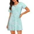 thumbnail image 1 of Balery Blue Bright Camisón de manga corta con cuello redondo para mujer, cómodo y elegante., 1 of 6
