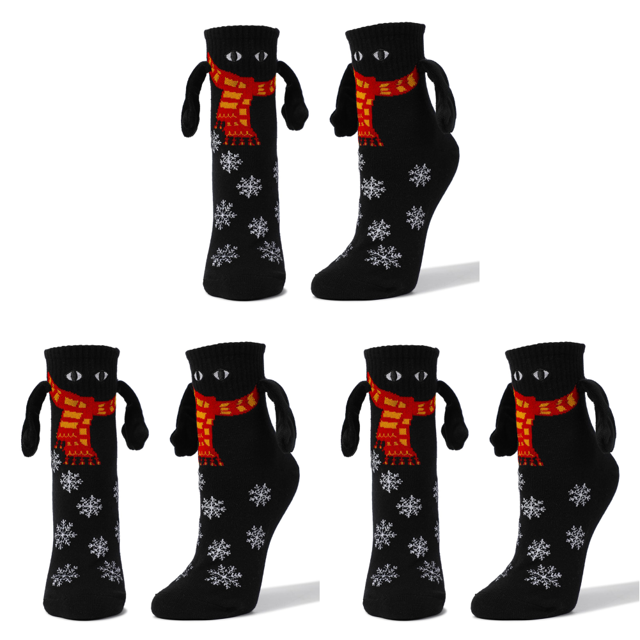 Calcetines Navidad Mano a Mano Diseño Novedad Mujer Hombre Negro