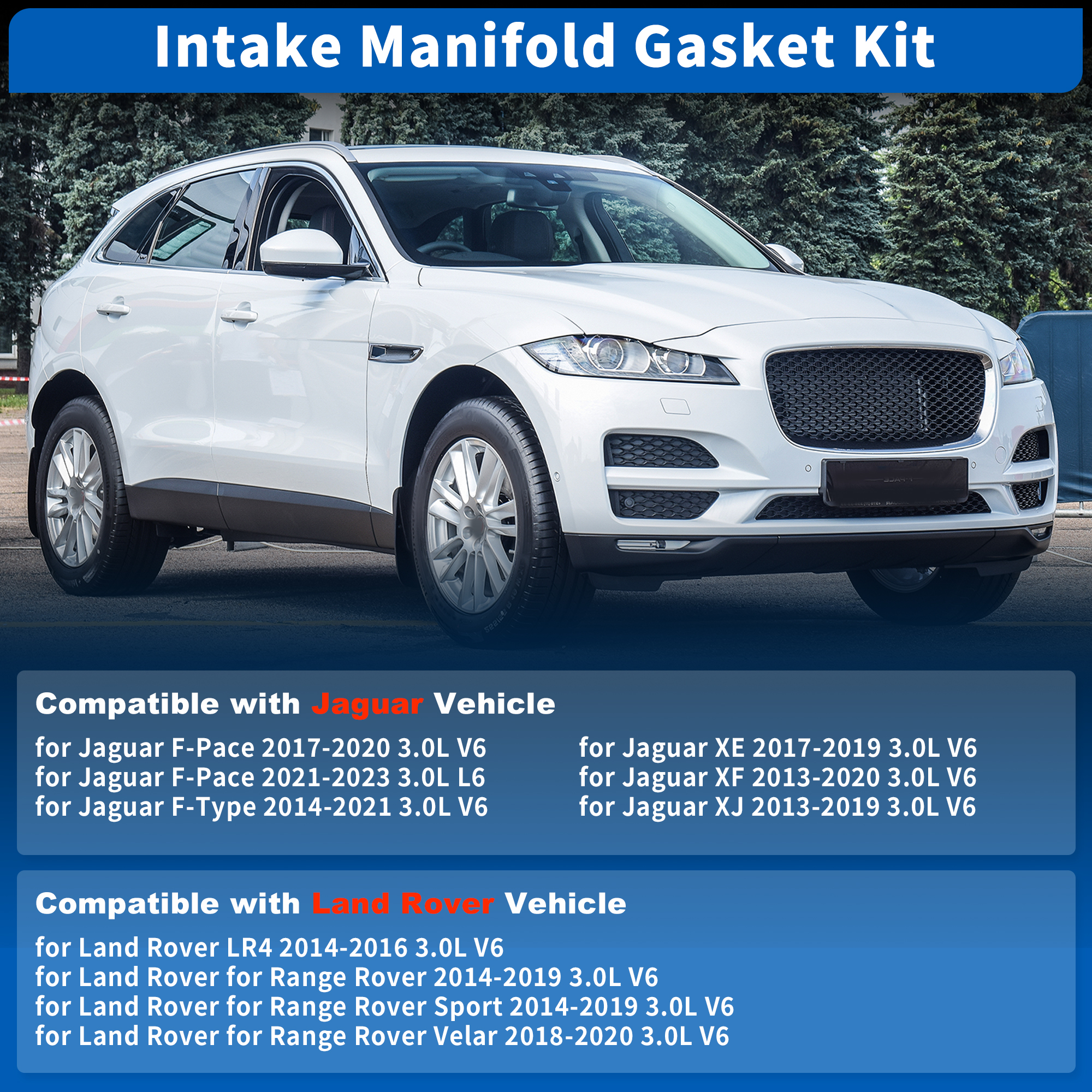 Unique Bargains Intake Manifold Gasket Kit for Jaguar F-Pace 2017-2020 3.0L V6 for Jaguar XF 2013-2020 3.0L V6 Manifold Gasket Replaces No.LR041680/C2Z17249/C2Z17248