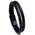 thumbnail image 1 of Pulsera de cuero sintético con doble círculo trenzado vintage azul de tendencia para hombre., 1 of 5