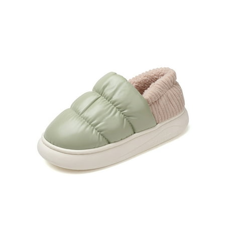 

Eloshman Unisex Moccasins Slipper Memory Foam Slippers Plush Lined Warm Shoe Walking Breathable Slip On Slides Soft Home Shoes Green 5.5-6