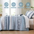 thumbnail image 5 of Boho Quilt Set Queen Size, Light Blue Bohemian 3 Pieces Quilt Sets, Lightweight Summer Bedspread Coverlet Bedding Set for All Season (96"x90"), 5 of 6