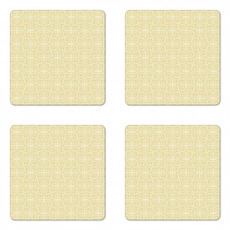 

Geometric Coaster Set of 4 Marbling Art Teardrop Shaped Drops Floating Droplets and Splashed Dots Square Hardboard Gloss Coasters Standard Size Sand Brown and White by Ambesonne