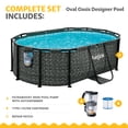 thumbnail image 3 of Funsicle 9'10" Oasis Designer Above Ground Pool with Pump, Oval Frame, Dark Herringbone, 3 of 6