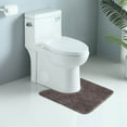 thumbnail image 3 of U-Shaped Contour Plush Shaggy Bathroom Rugs Microfiber Toilet Bath Mat Non Slip Extra Thick Soft Bath Rug Absorbent Water for Bathroom Commode Machine Washable (20x20 inch/50x50cm, Coffee), 3 of 6