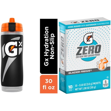 Gatorade Gx Hydration Bundle – Black Bottle + G Zero Powder Glacier Freeze (10 Count)