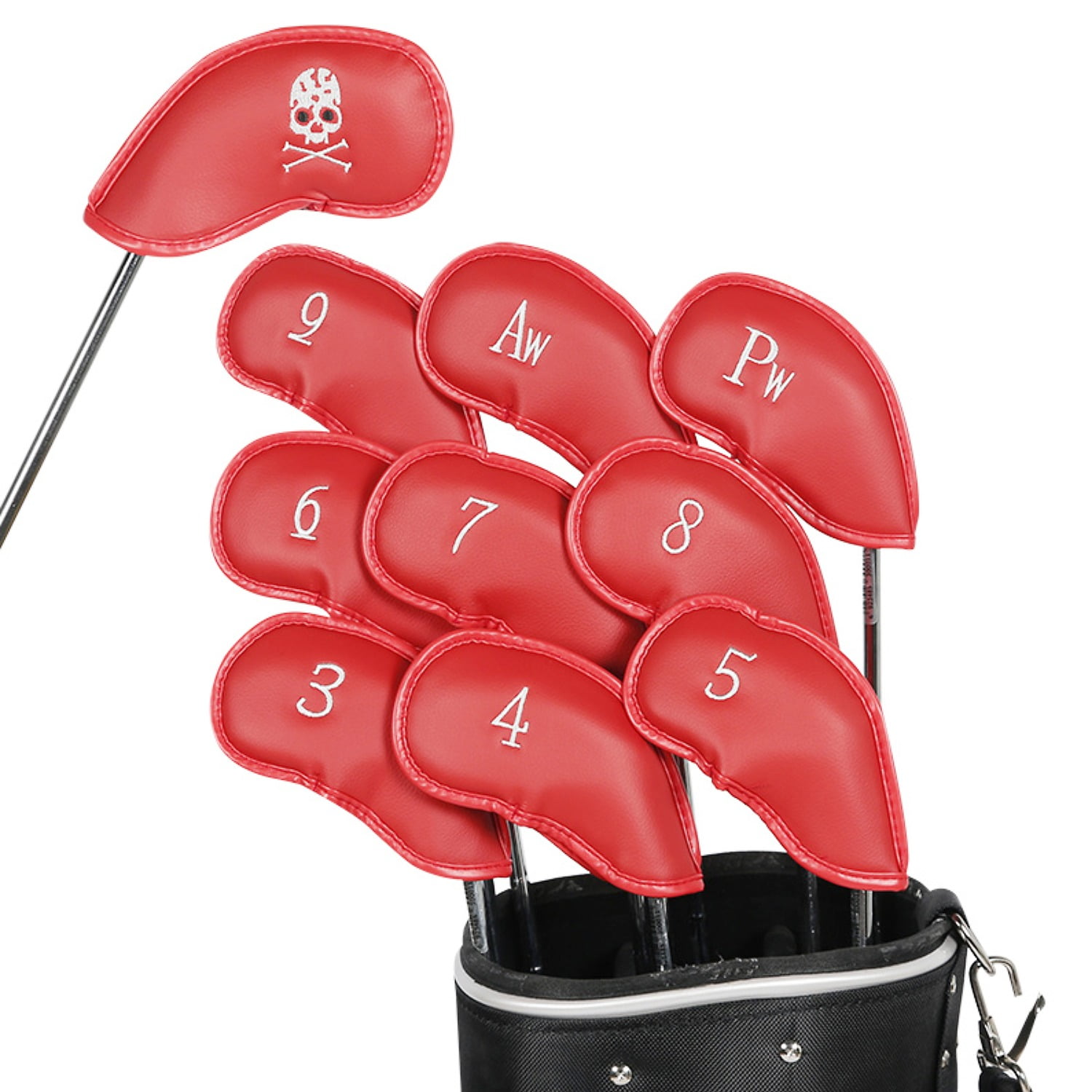 SHARROW Premium Leather Golf Club Covers with Velcro Closure, Pack of 10