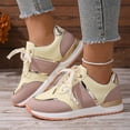 thumbnail image 2 of Pandaie Platform Sneakers for Women Memory Foam Leather Casual Tennis Shoes Classic Non Slip Running Walking Shoes Beige 6, 2 of 7