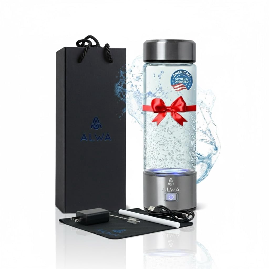 Hydrogen Water Bottle Generator - 1700 PPB Glass Portable Hydrogen Water Machine with SPE/PEM Technology, Rechargeable Hydro Health Bottle, Hydrogen Water Ionizer, Hydro Water Bottl