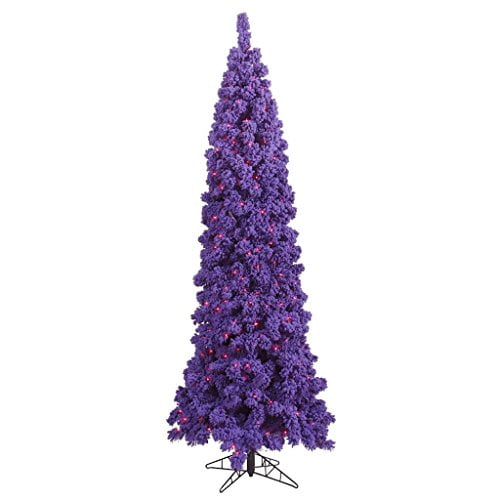 Vickerman 4.5' Flocked Purple Fir Artificial Christmas Tree with 150 Purple LED Lights