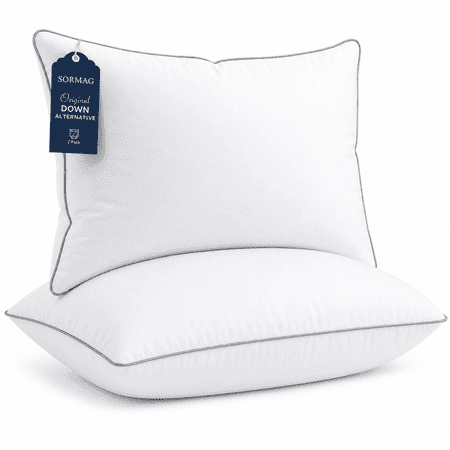 SORMAG Pillows for Bed 2 Pack, Down Alternative Pillow Queen Size Set of 2, Soft but Supportive , Plush Hotel Quality Sleeping for Side, Back Sleeper