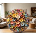 thumbnail image 4 of VOCOO 10" Wooden Colorful Chrysanthemum 3D Wall Clock, Silent Non-Ticking Movement, Vintage Boho, 4 of 10