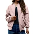 thumbnail image 1 of Comdrip Vestes pour Femmes! Veste Plissée à Col Montant avec Poches et Fermeture Éclair, Veste d'Automne Rose TG, 1 of 5