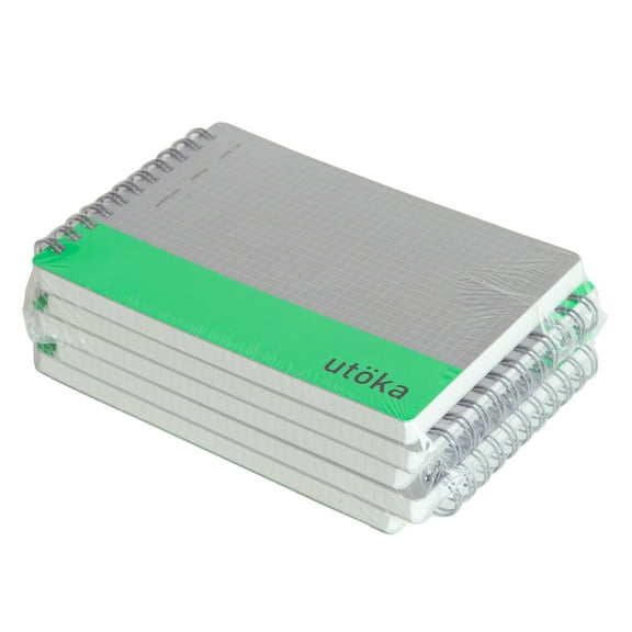 Utoka Pocket Size Notebook 4mm Graph Light Green 90 Sheets 4.2 x 6.5 5 Pack