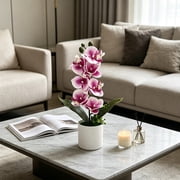Artificial Orchid Plant,Phalaenopsis Orchid Potted Set with 7 Flowers,Realistic artificial Flower Arrangement for Home Decor,Wedding Floral Centerpiece,Lifelike Silk Flower Decor for Table and Shelf