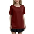 thumbnail image 1 of T-Shirt Mode Femme Col Rond Grande Taille Manches Courtes Couleur Unie - Tissu Entretien Facile, 1 of 5