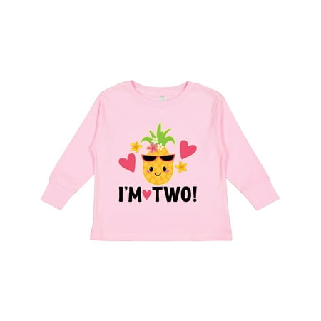 

Inktastic 2nd Birthday Pineapple Girls Hawaiian Gift Toddler Toddler Girl Long Sleeve T-Shirt