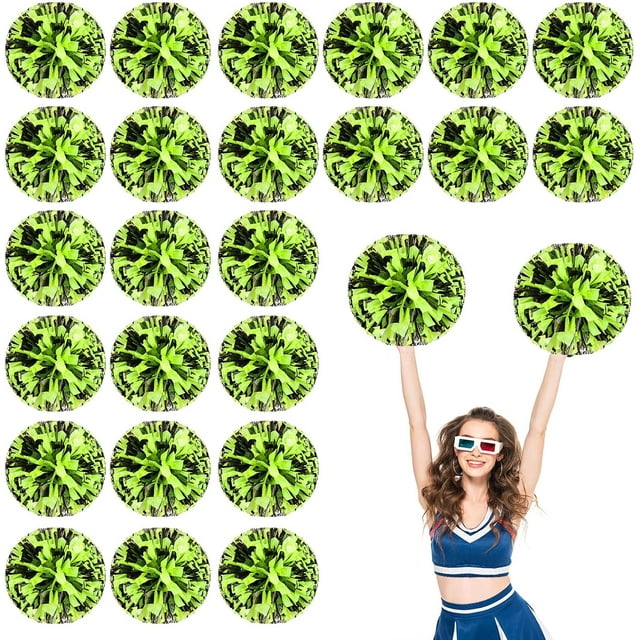 Pompons Cheerleader 24 Pack Sports Danse Cheering Plastique Métallique Pompons pour Enfants Adultes-Style Ring