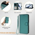 thumbnail image 4 of ELEHOLD For iPhone 17 Pro Max Flip PU Leather Wallet Case with Credit Card Slot RFID Blocking Kickstand Shock-Absorbent TPU Magnetic Protective Cover With Lanyard , Darkgreen, 4 of 11