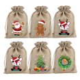 thumbnail image 2 of Bolsas de regalo de Navidad con Material de yute para Papá Noel, bolsitas de tela de 10cm x 14cm, 50 unidades por lote, novedad de 2023, 2 of 4