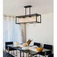 thumbnail image 2 of Q&S 3-Light  Rectangle Crystal Chandeliers Modern Farmhouse Black Dining Room Light Fixture with Remote Control for Living Room Kitchen Island Bedroom RGB Color Changing Light L33.86 x W10.63 x H11.02, 2 of 8