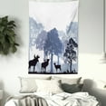 thumbnail image 4 of Moose Tapestry, Forest Design Abstract Woods North American Wild Animals Deer Hare Elk Trees, Wall Hanging for Bedroom Living Room Dorm Decor, 60W X 80L Inches, Black White Grey, by Ambesonne, 4 of 5