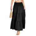 thumbnail image 3 of Women's Tiered Layered Smock High Stretch A-Line Flowy Long Maxi Skirt with Pockets, 3 of 8