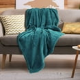 thumbnail image 2 of PiccoCasa Flannel Fleece Blanket, Microfiber Fuzzy Plush Blankets for Sofa, Dark Green 50" x 59", 2 of 8