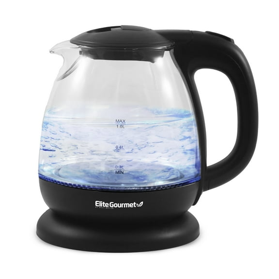 Elite Gourmet 1 Liter Electric Glass Water Kettle (black)