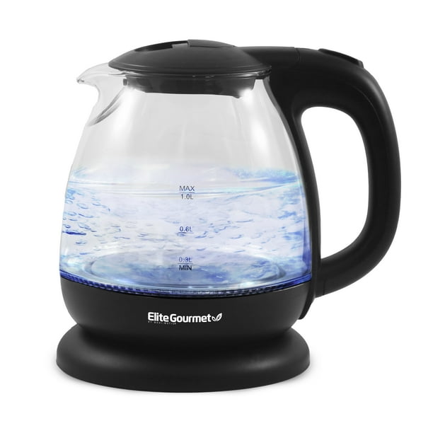 Elite Gourmet 1 Liter Electric Glass Water Kettle (black)