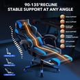 thumbnail image 3 of Garvee Chaise Gaming, Repose-Pieds Rétractable, Soutien Lombaire et Appuie-Tête Réglables, Noir et Bleu, 3 of 8