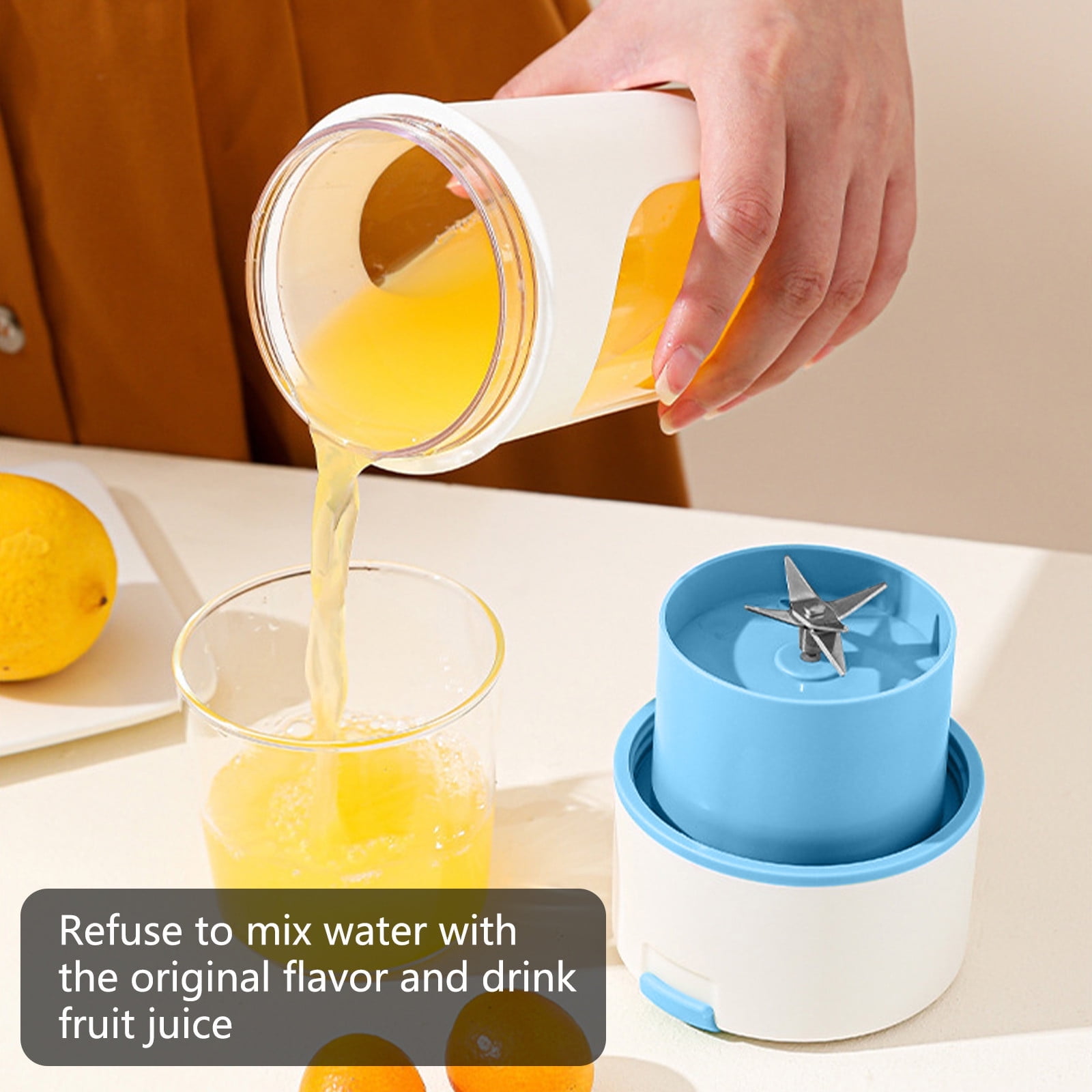 Orange Juicer Machine Small Juicing Cup with USB Charging 480 ml Capacity 6-Blade Head Portable Electric Citrus Press