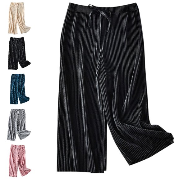 UJNDER Girls Lightweight Casual Elastic Waist Straight Leg Loose Trousers for Kids Comfortable Wide Leg Pants Girls Wide Leg Pants,Black,10-11 Years
