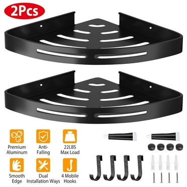 Aluminum Corner Shower Caddy 2 Pack, Adhesive Shower Organizer for Bathroom No Drilling Shower shelves for Bathroom Organizer