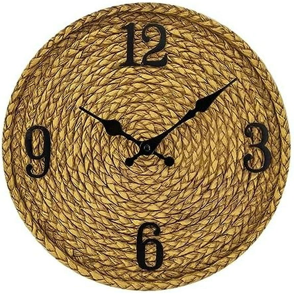 Outdoor Wall Clock Resin Waterproof Wall Clock Imitation Rattan Clock Decorative Clock Hanging Clocks on Wall for Farmhouse Backyard Patio