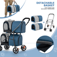 thumbnail image 6 of Magshion Folding Double Dog Stroller for 2 Dogs, 4-in-1 Pet Stroller for Small Medium Dogs Cats, Navy Blue/Gray, 6 of 9