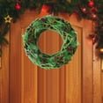 thumbnail image 4 of Ganfancp Árbol de Navidad Pinos Agujas Frutos Rojos Coronaanillo Adornos Cruces Frontera Europa y Estados Unidos Puerta Anillo Flocking Año Nuevo Adornos Colgantes Ofertas Flash 1X Corona, 4 of 6