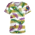 thumbnail image 4 of Jinhomg Cute Medical Scrubs for Women Trendy Mardi Gras Carnival Themed Scrub Tops Casual Comfy Short Sleeve V-Neck Holiday Nursing Uniforms Spring Saving Today Purple XL, 4 of 5