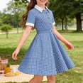 thumbnail image 3 of RUTAYY Children Girls Dress Turndown Collar Polka Dot Open Front Slim Fit Casual Party Wear Comfortable Elegant Holiday Dresses, 3 of 9