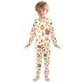 thumbnail image 6 of FORMRS Long Sleeve Top and Pants Pajama Set for Niños 2-Piece Sleepwear, Sizes 18M-8Y, Fall Beige Pumpkin, 6 of 6