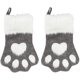 thumbnail image 1 of Calcetín navideño con forma de pata de gato y perro, calcetines colgantes de felpa y cuadros para decoraciones navideñas y festivas (grande, 2 unidades/gris) Sincero Electrónica, 1 of 5