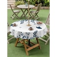 thumbnail image 3 of Outdoor Tablecloth with Umbrella Hole and Zipper, Blue Spring Botanical Round Table Cloth 60 Inch Waterproof Tablecloth, Weeping Eucalyptus Butterfly Picnic Table Cover for Patio Camping, 3 of 7